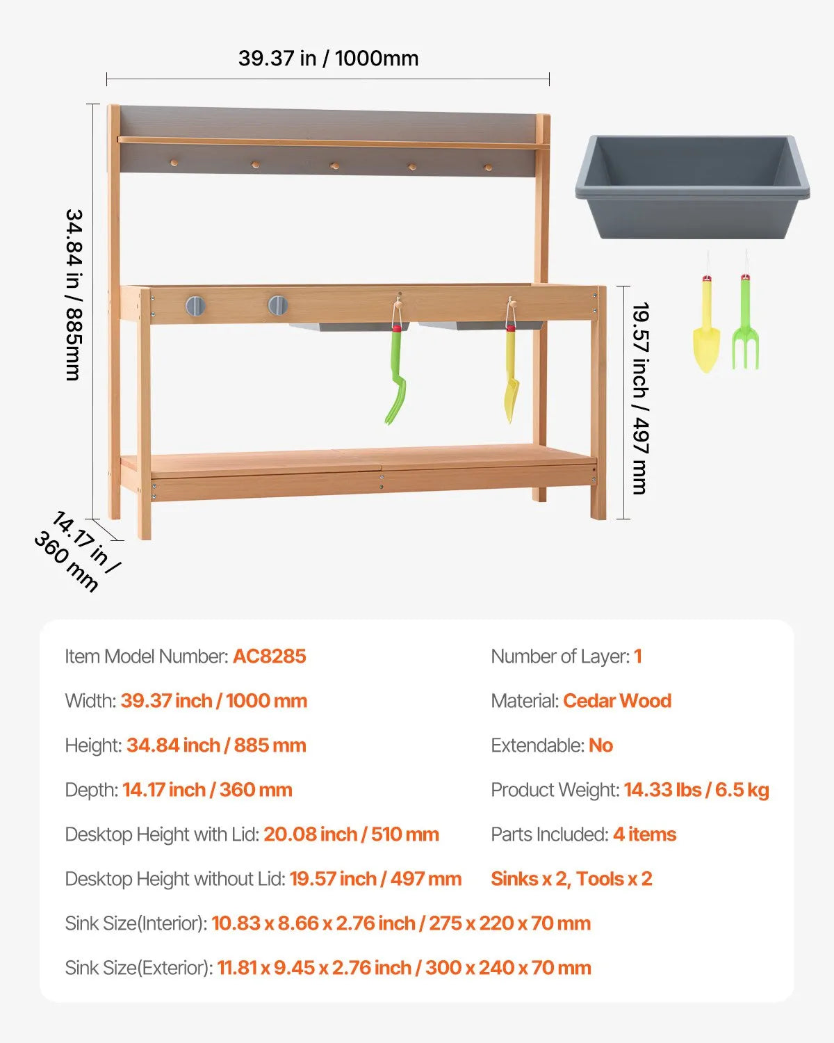 VEVOR Wooden Outdoor Mud Kitchen–Shop for Kids with Stove and Sink, 100 cm