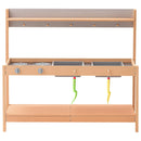 VEVOR koka virtuve bērniem ar piederumiem, āra rotaļu virtuve–veikaliņš lomu spēlēm ar plīti un izlietni zēniem un meitenēm