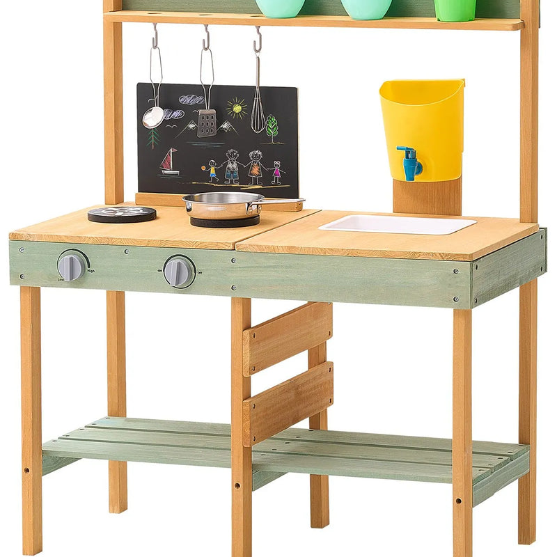 VEVOR koka virtuve bērniem, āra rotaļu virtuves komplekts lomu spēlēm