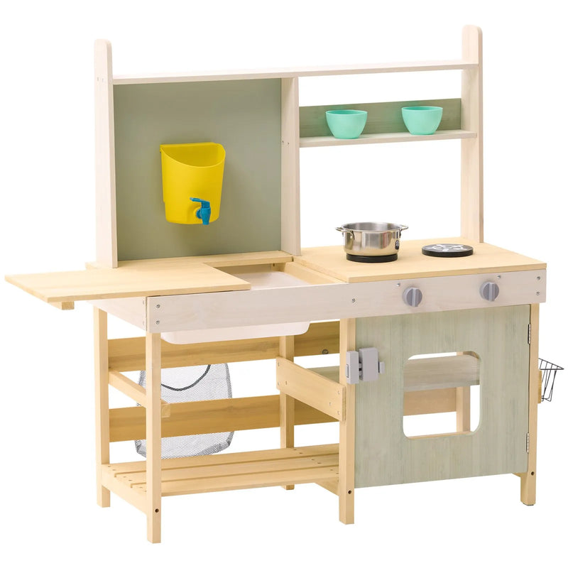 VEVOR koka āra virtuve bērniem, rotaļu virtuvītes komplekts lomu spēlēm