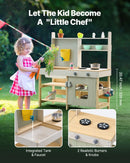 VEVOR koka āra virtuve bērniem, rotaļu virtuvītes komplekts lomu spēlēm