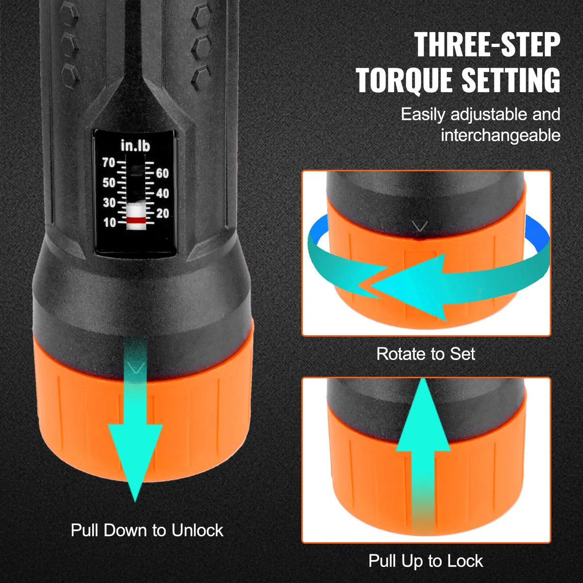 Torque screwdriver 6.35 mm, range 1.1–7.9 N·m, 0.1 N·m increments, with scale window