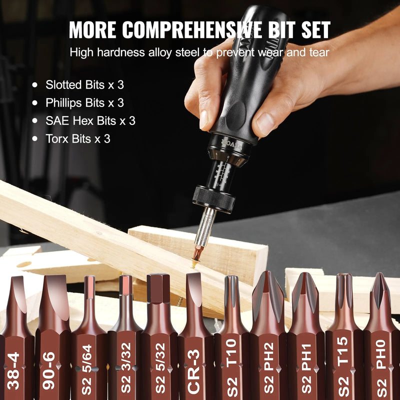 Regulējams griezes skrūvgriezis 1/4", 1,13–7,91 N·m, solis 0,11 N·m