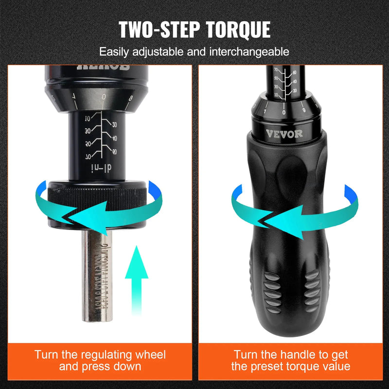 Regulējams griezes skrūvgriezis 1/4", 1,13–7,91 N·m, solis 0,11 N·m