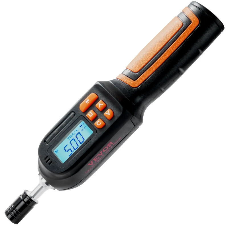 Digitālais griezes skrūvgriezis, 6,35 mm piedziņa, LCD ekrāns, 0,3–8 N·m diapazons, 0,01 N·m solis, ar uzgaļiem un futrāli