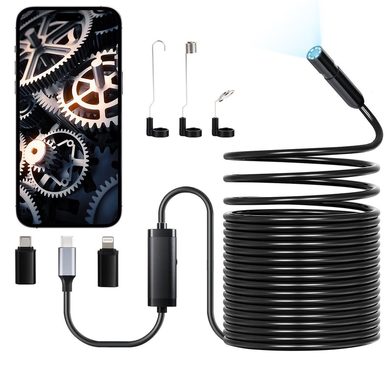 VEVOR endoskopiskā kamera 1920P HD boroskops Android un IOS ierīcēm ar 15 m kabeli