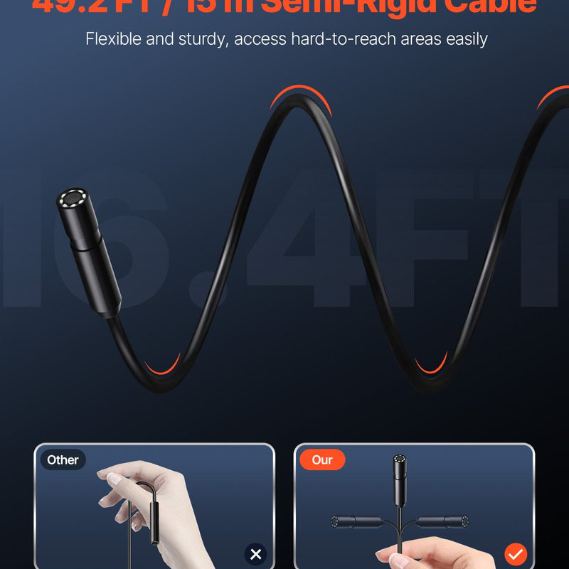 VEVOR endoskopiskā kamera 1920P HD boroskops Android un IOS ierīcēm ar 15 m kabeli