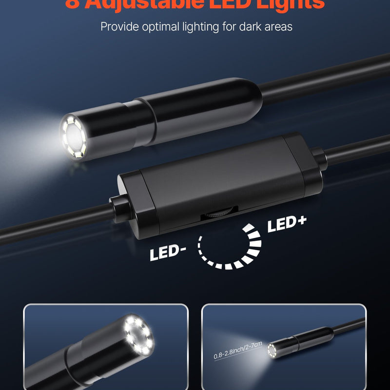 VEVOR endoskopiskā kamera 1920P HD boroskops Android un IOS ierīcēm ar 15 m kabeli