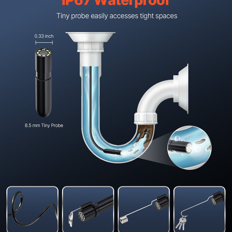 VEVOR endoskopiskā kamera 1920P HD boroskops Android un IOS ierīcēm ar 15 m kabeli