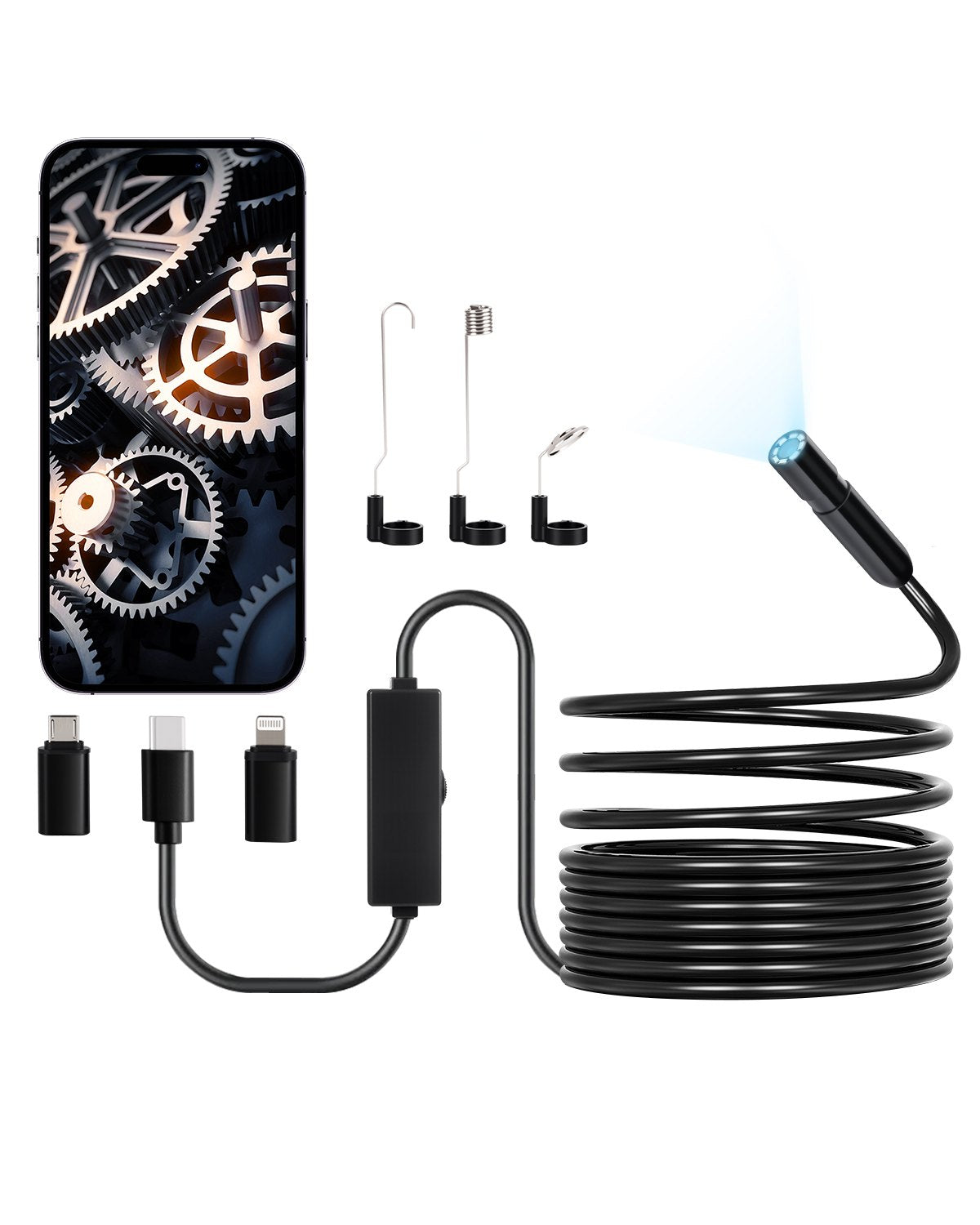 VEVOR Endoscope Camera 1920P HD Borescope for Android and iOS Devices with 5 m Cable