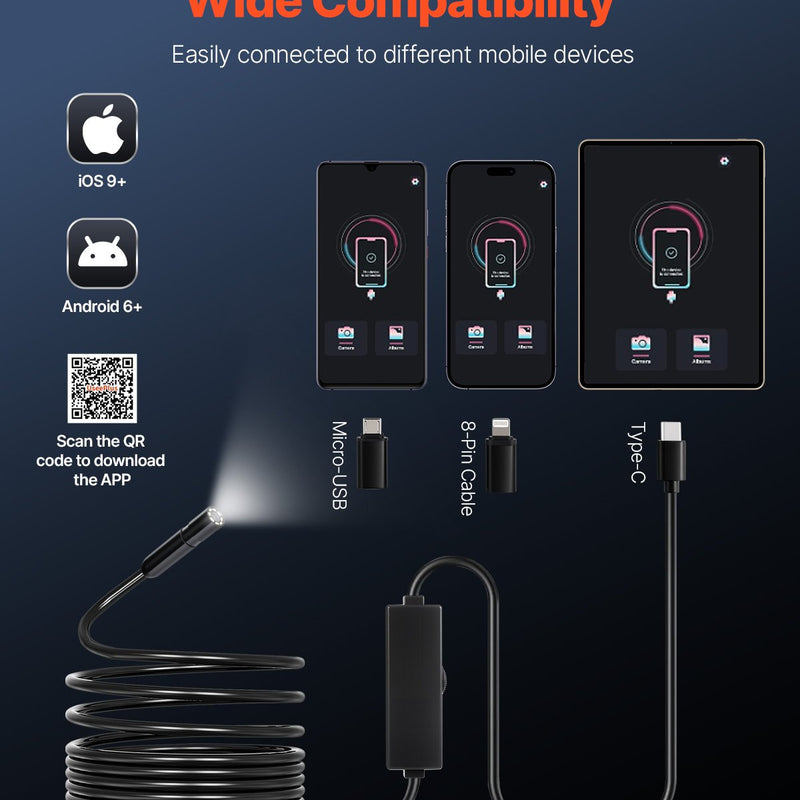 VEVOR endoskopiskā camera 1920P HD boroskops Android un IOS ierīcēm ar 5 m kabeli