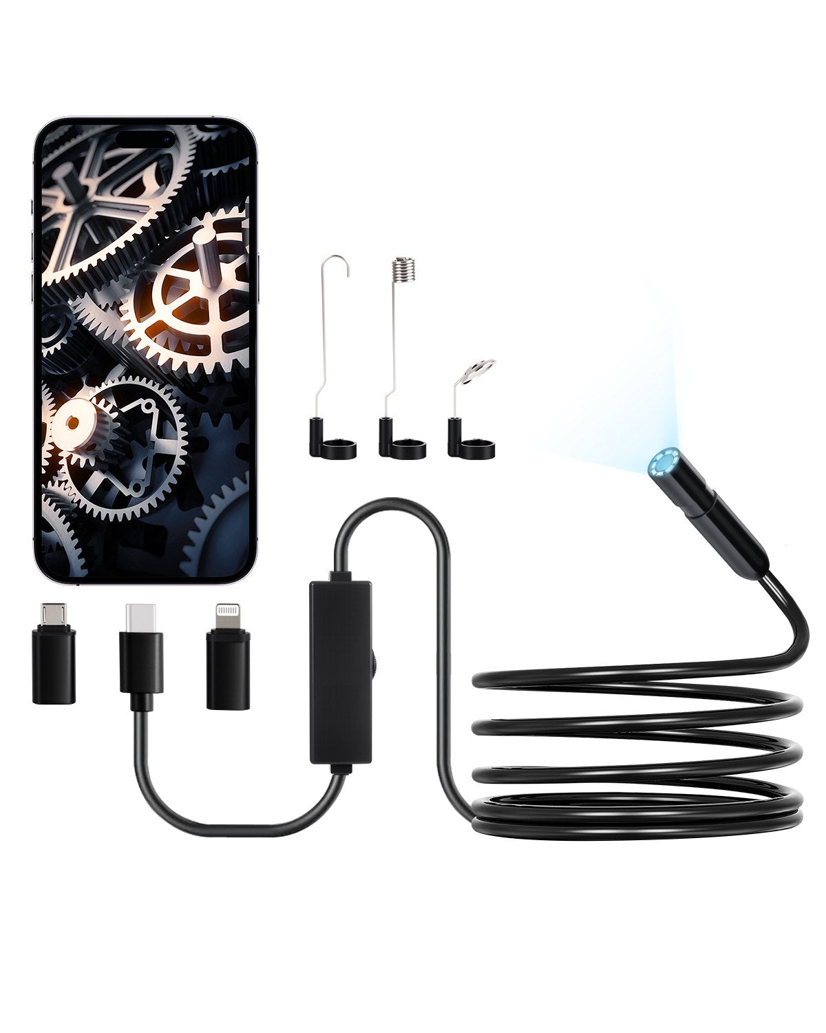 VEVOR Endoscope Camera 1920P HD with 3 m Cable for Android and iOS Devices