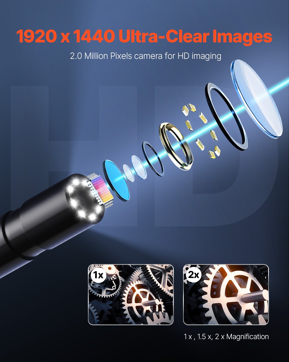VEVOR Endoscope Camera 1920P HD with 3 m Cable for Android and iOS Devices