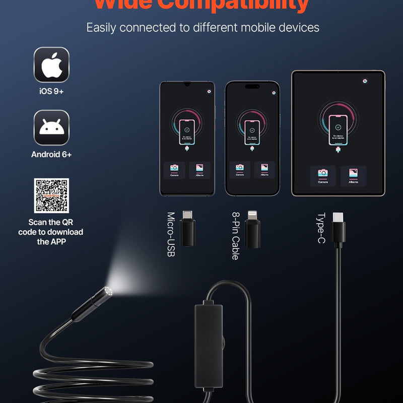 VEVOR endoskopa kamera 1920P HD ar 3 m kabeli Android un iOS ierīcēm