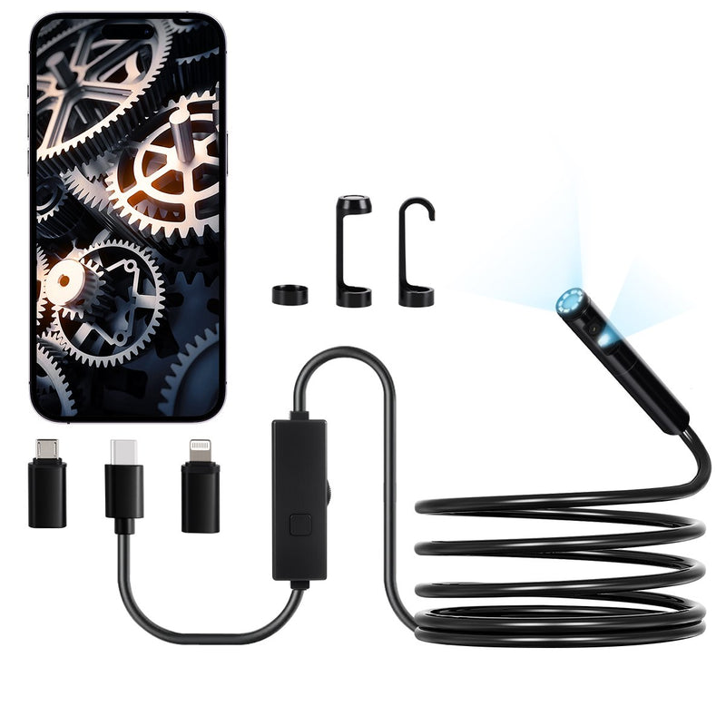 VEVOR divu objektīvu boroskopa endoskopiskā kamera Android, IOS ierīcēm un 3 m čūskas kabelis