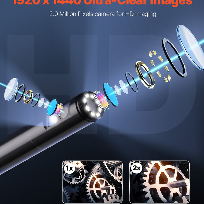 VEVOR divu objektīvu boroskopa endoskopiskā kamera Android, IOS ierīcēm un 3 m čūskas kabelis