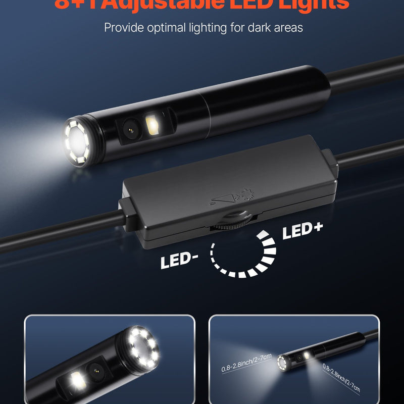 VEVOR divu objektīvu boroskopa endoskopiskā kamera Android, IOS ierīcēm un 3 m čūskas kabelis