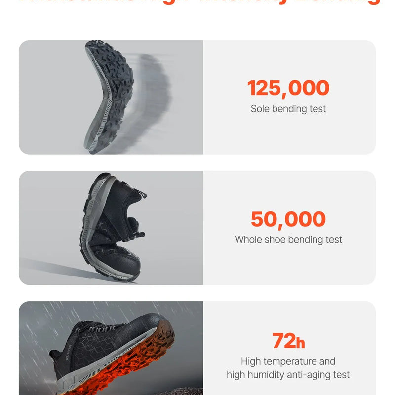 41_VEVOR vīriešu drošības apavi ar tērauda purngalu, izmērs ES 41, viegli elpojoši un triecienizturīgi sporta darba apavi būvniecībai, melni