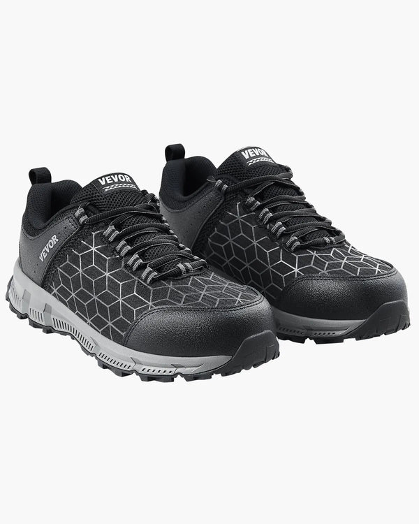 46_VEVOR vīriešu drošības apavi ar tērauda purngalu, izmērs ES 46, viegli elpojoši un triecienizturīgi sporta darba apavi būvniecībai, melni