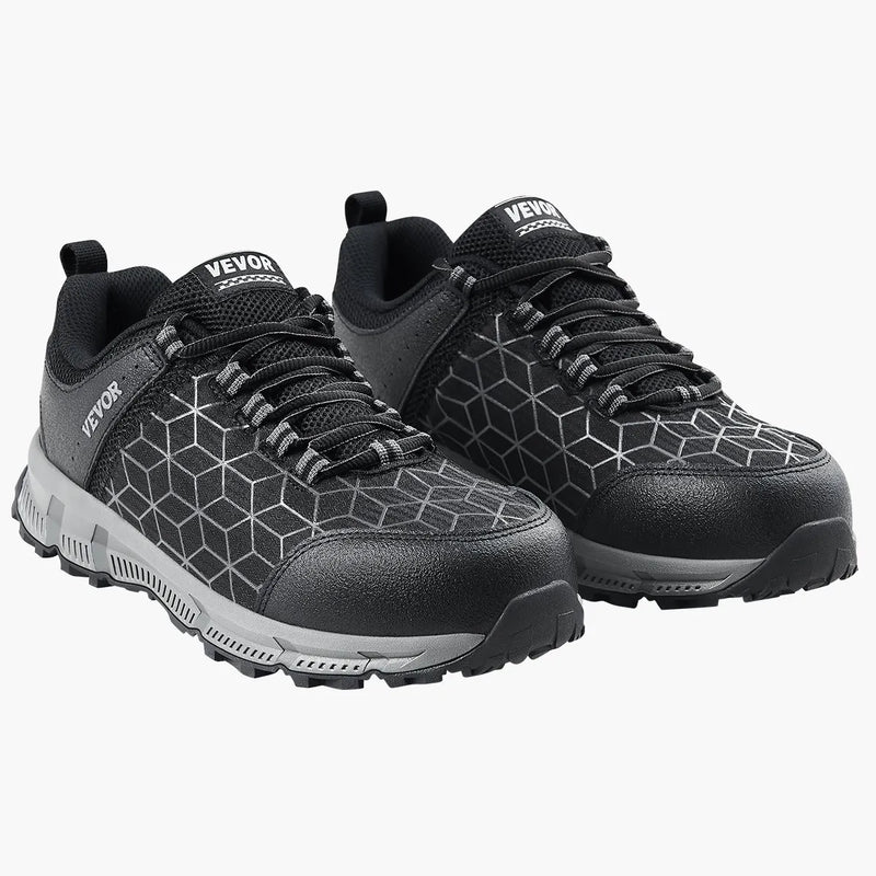 42.5_VEVOR vīriešu drošības apavi ar tērauda purngalu, izmērs ES 42.5, viegli elpojoši un triecienizturīgi sporta darba apavi būvniecībai, melni