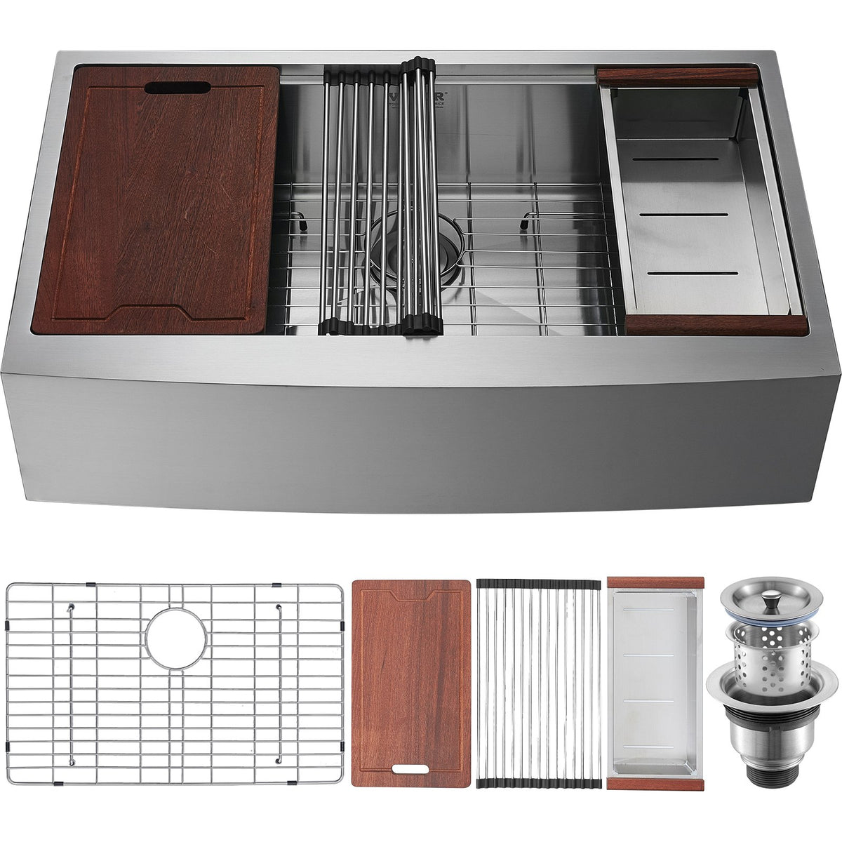 VEVOR Outdoor Kitchen Sink 76 cm, Single Bowl with Drainboard, 304 Stainless Steel, Top Mount