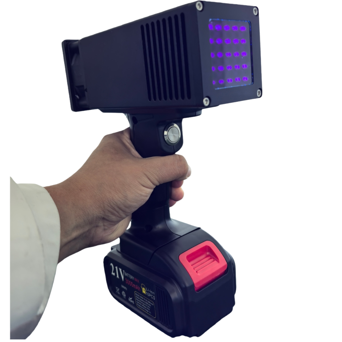 Autoplaču portatīvā UV inspekcijas lampa ar 21V akumulatoru/lādētāju un pārnēsāšanas kasti