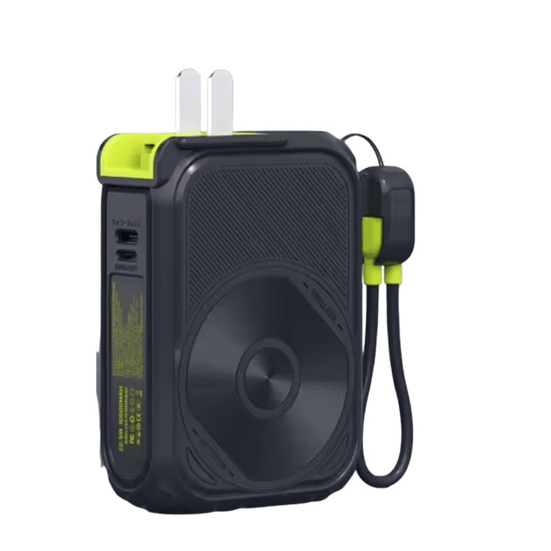 🔋 Magnētiskais Power Bank 20000mAh ar bezvadu uzlādi, statīvu un UK Plug (Fast Charge 20W)Melns - ZEMLETES.LV