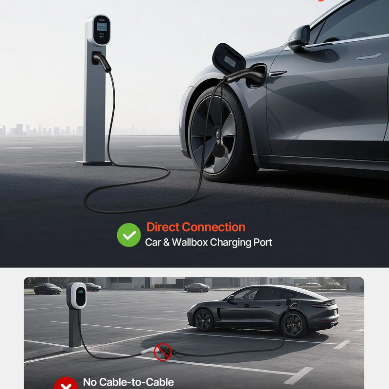 VEVOR elektromobiļu lādētāja pagarinātājs 16 A, 7 m, līdz 11 kW, saderīgs ar visiem Type 2 elektromobiļu lādētājiem, 3 fāžu AC 480 V 50 Hz, IP65 izturīgs uzlādes kabelis ar pārnēsāšanas somu