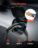VEVOR elektromobiļu lādētāja pagarinātāja kabelis 32 A, 10 m, līdz 22 kW, saderīgs ar visiem Type 2 elektromobiļu lādētājiem, 3 fāžu AC 480 V 50 Hz, IP65 izturīgs uzlādes kabelis ar pārnēsāšanas somu