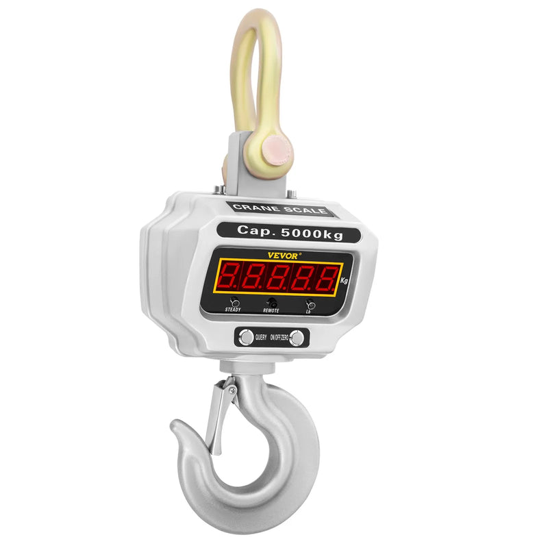 VEVOR digitālie krāna svari, 5000 kg / 11 000 lb, smagās slodzes industriālie karabīnes tipi, LED displejs