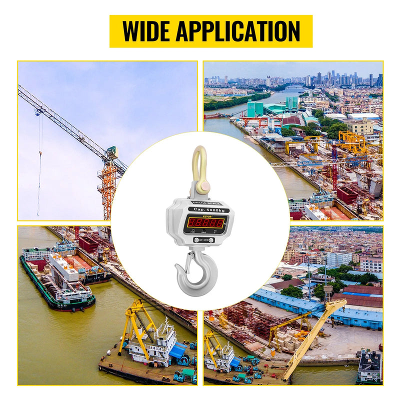 VEVOR digitālie krāna svari, 5000 kg / 11 000 lb, smagās slodzes industriālie karabīnes tipi, LED displejs