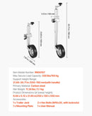 VEVOR piekabes domkrats ar riteni, 150 kg kravnesība, izturīgs piekabināms piekabes stūres domkrats ar vienu riteni un ergonomisku rokturi, 230 mm pacelšanas gājiens, piemērots kemperiem, zirgu piekabēm un universālajām piekabēm