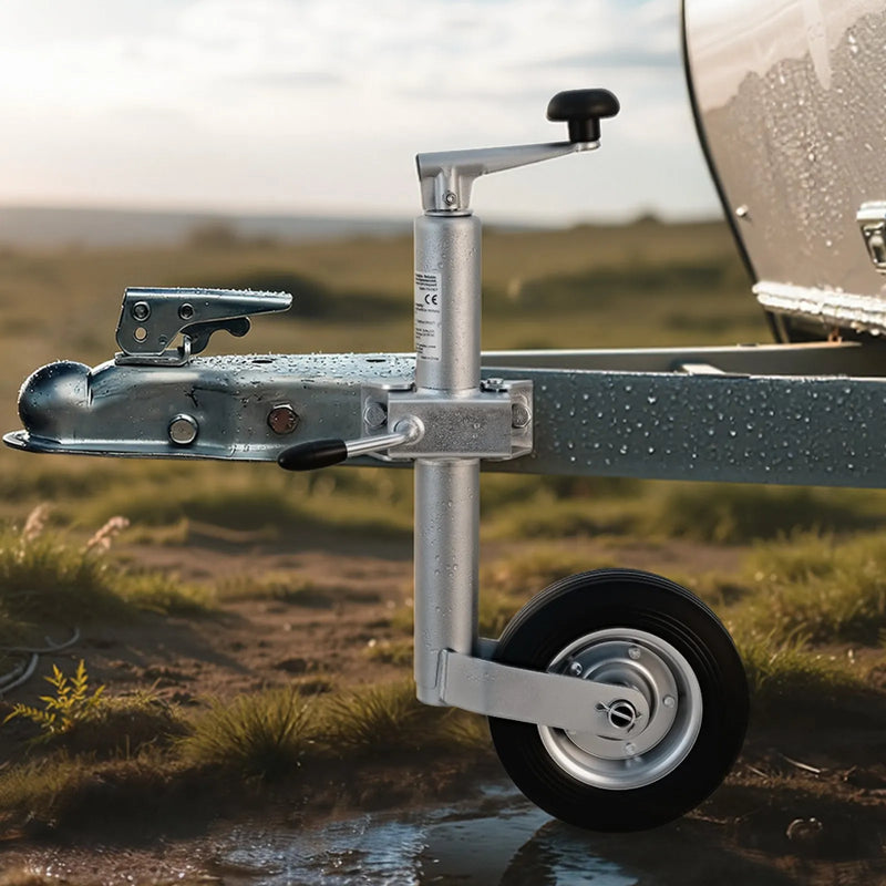 VEVOR piekabes domkrats ar riteni, 150 kg kravnesība, izturīgs piekabināms piekabes stūres domkrats ar vienu riteni un ergonomisku rokturi, 230 mm pacelšanas gājiens, piemērots kemperiem, zirgu piekabēm un universālajām piekabēm