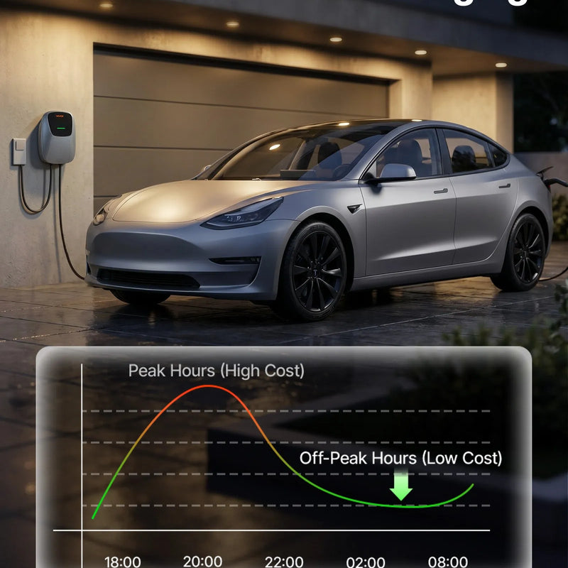 VEVOR 7 kW vienfāzes elektroautomobiļu uzlādes stacija ar Type 2 savienotāju, 5 m kabeli, 230 V, 32 A, lietotnes attālināto vadību, LED indikatoru un IP65