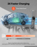 VEVOR 11 kW trīsfāžu elektroautomobiļu uzlādes stacija ar Type 2 savienotāju, 5 m kabeli, 400 V, 16 A, lietotnes attālināto vadību, LED indikatoru un IP65