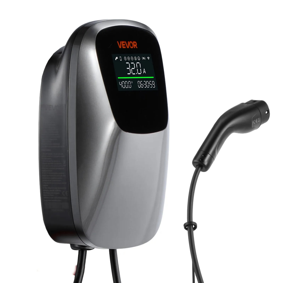 VEVOR 22 kW kolmefaasiline elektriautode laadimisjaam, millel on Type 2 pistik, CEE 32 A, 400 V, rakenduse kaudu juhtimine, digitaalne ekraan ja IP65 kaitseklass