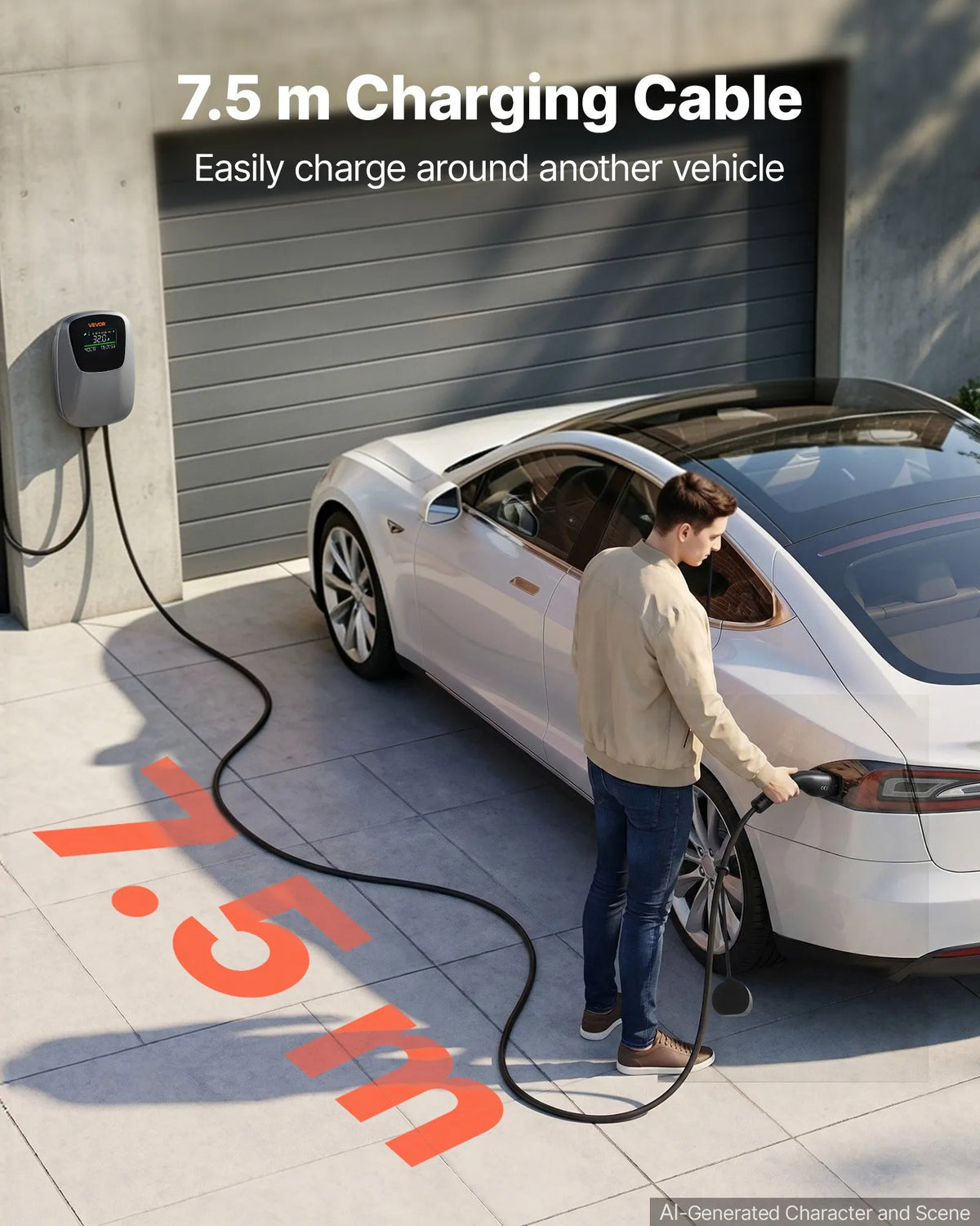 VEVOR 22 kW kolmefaasiline elektriautode laadimisjaam, millel on Type 2 pistik, CEE 32 A, 400 V, rakenduse kaudu juhtimine, digitaalne ekraan ja IP65 kaitseklass