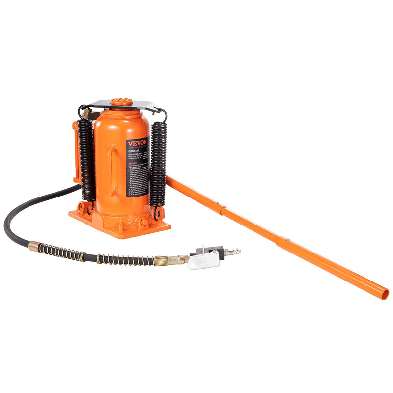 VEVOR pneimatiskais hidrauliskais pudeļdomkrats 20 t, 265-500 mm pacelšanas diapazons, ar rokturi un gaisa sūkni - automašīnām, kravas auto, kemperiem un industriālai lietošanai