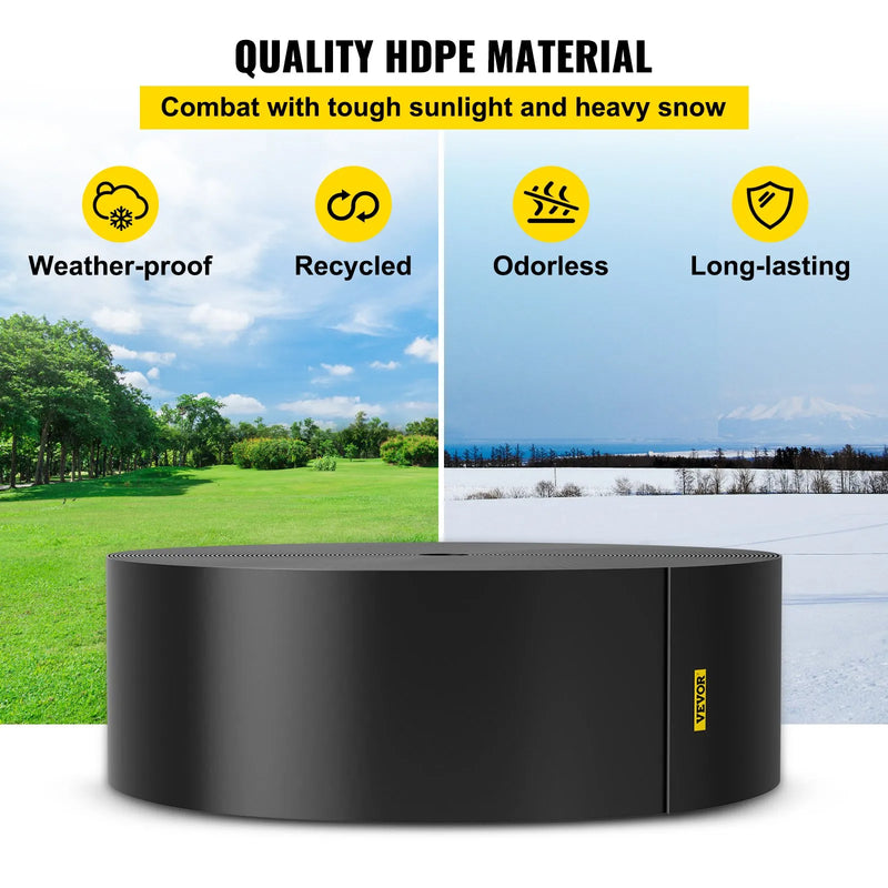 VEVOR ainavu apmale, 254 mm augstums, 45,7 m kopējais garums, pārstrādāta HDPE spirālveida terases mala, lokāma dārza un zāliena apmale ainavu veidošanai, pagalmam un dārzam, aizsardzībai pret nezāļu izplatīšanos, melna - ZEMLETES.LV