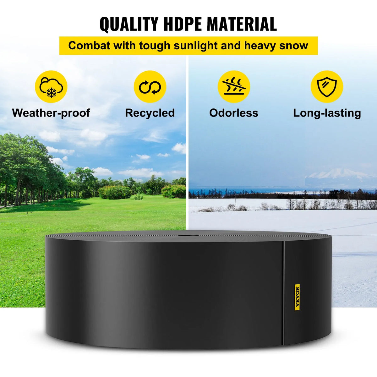 VEVOR ainavu apmale, 254 mm augstums, 45,7 m kopējais garums, pārstrādāta HDPE spirālveida terases mala, lokāma dārza un zāliena apmale ainavu veidošanai, pagalmam un dārzam, aizsardzībai pret nezāļu izplatīšanos, melna - ZEMLETES.LV