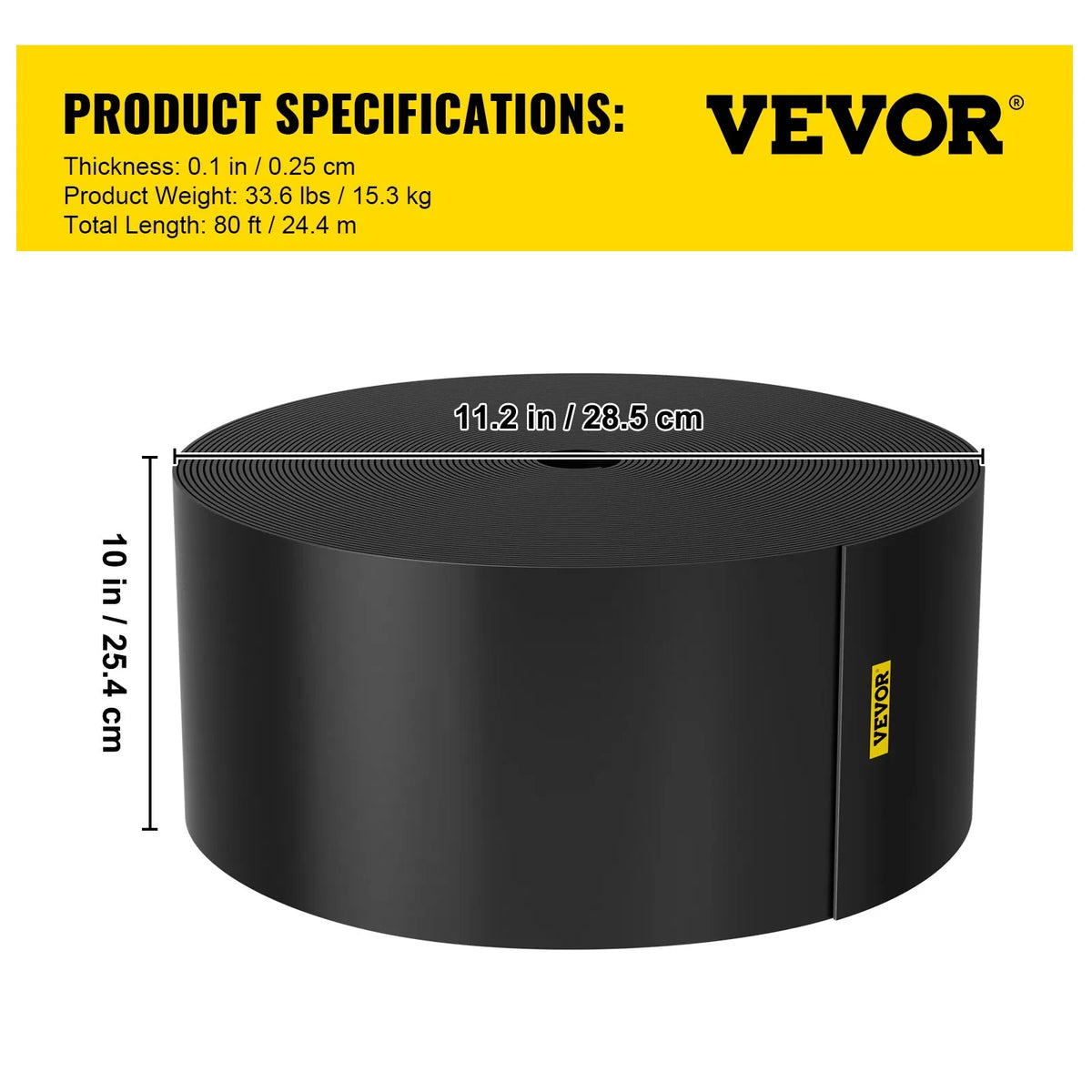 VEVOR dārza apmale 24,4 m garums, 25,4 cm dziļums, pārstrādāta HDPE elastīga dārza apmales lenta, ainavu, zāliena un dārza malu veidošanai, aizsardzībai pret nezāļu un sakņu izplatīšanos, melna - ZEMLETES.LV