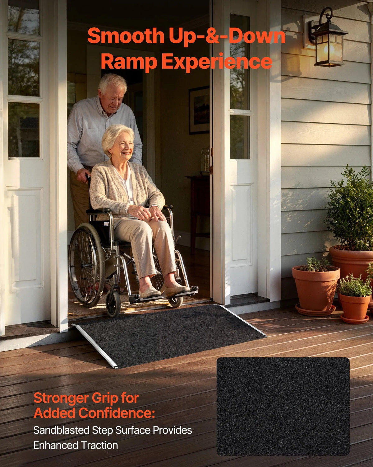 VEVOR Aluminium Threshold Ramp for Wheelchairs 81 × 39 cm, Up to 181 kg, Non-Slip