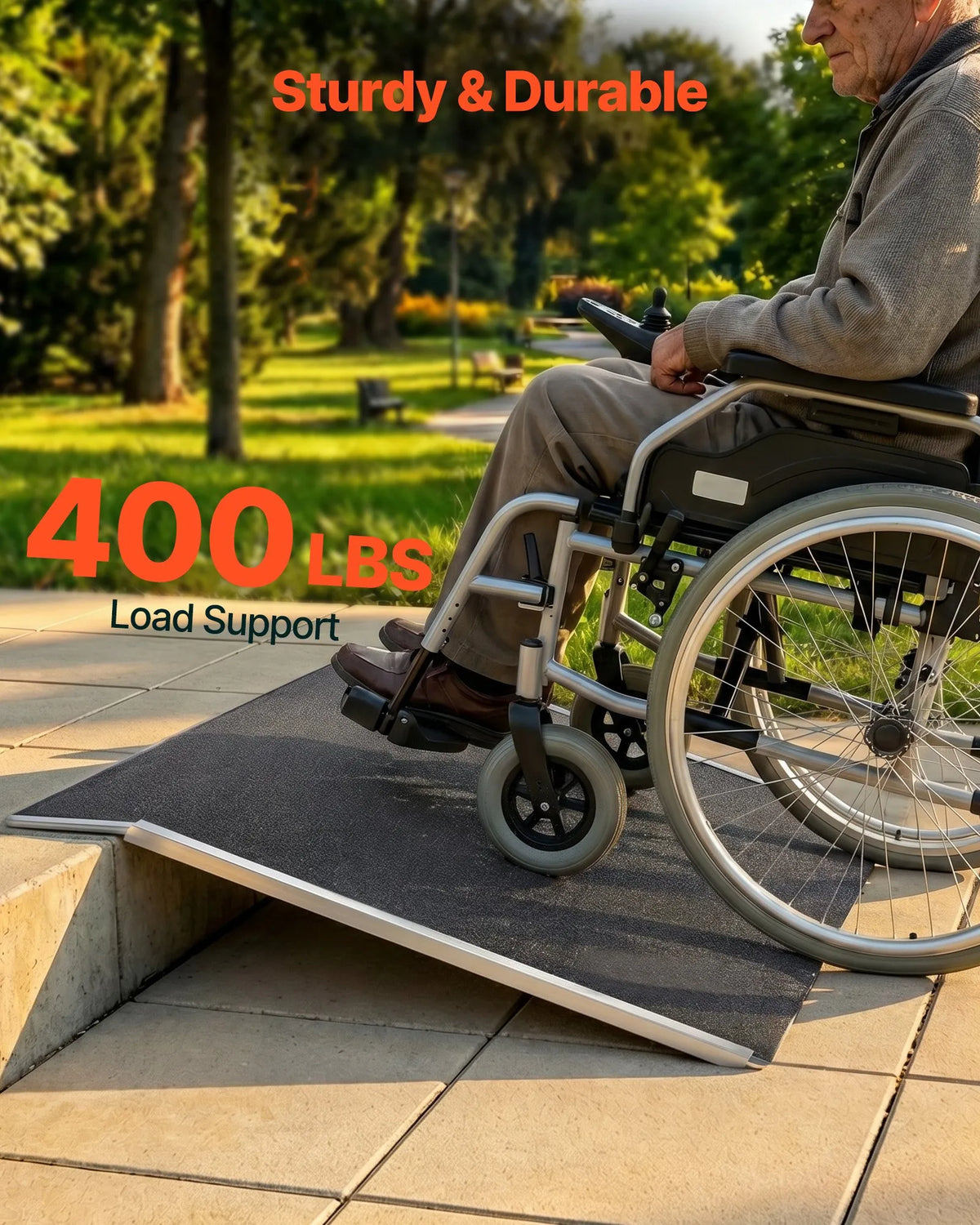 VEVOR Aluminium Threshold Ramp for Wheelchairs 81 × 39 cm, Up to 181 kg, Non-Slip