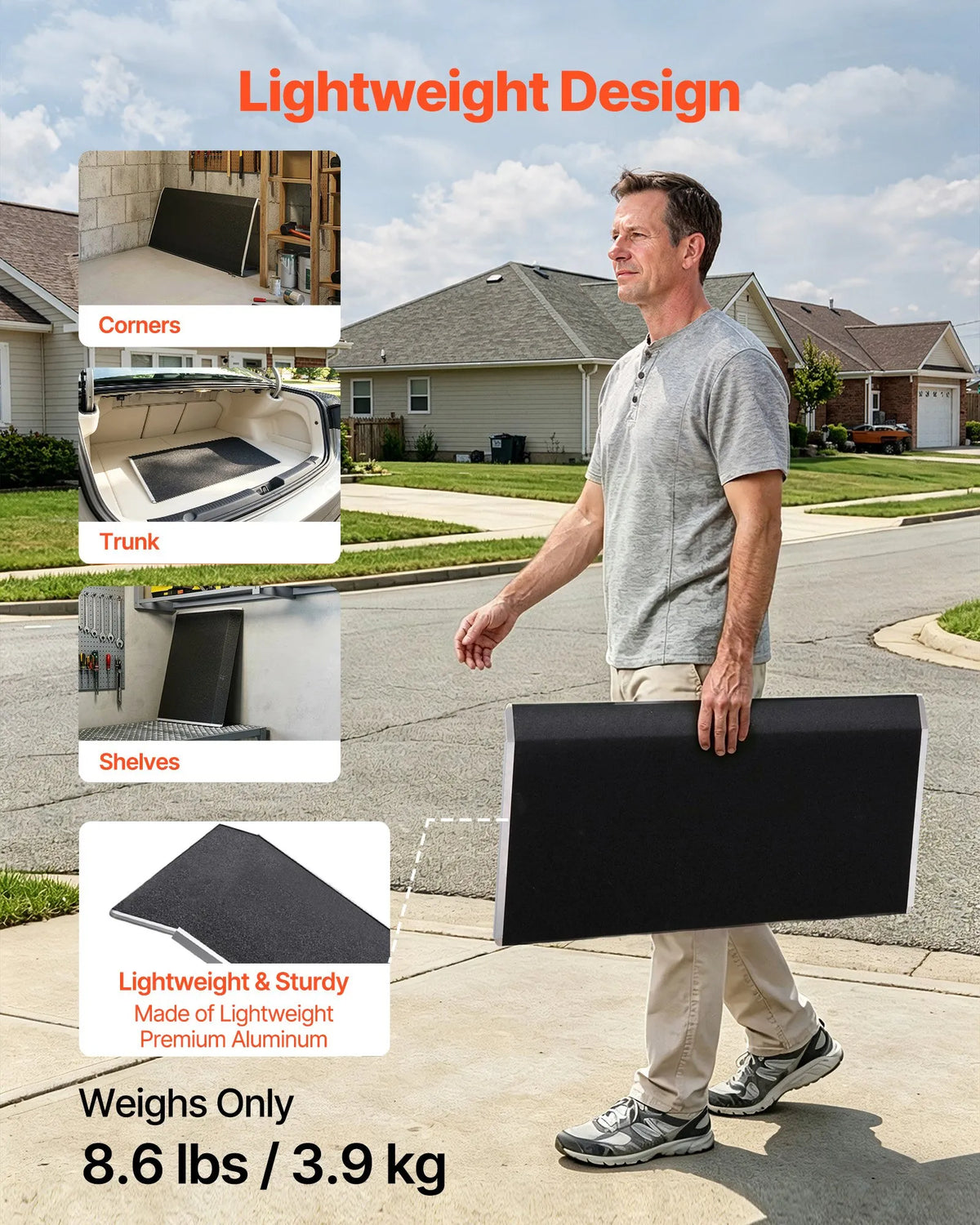 VEVOR Aluminium Threshold Ramp for Wheelchairs 81 × 39 cm, Up to 181 kg, Non-Slip