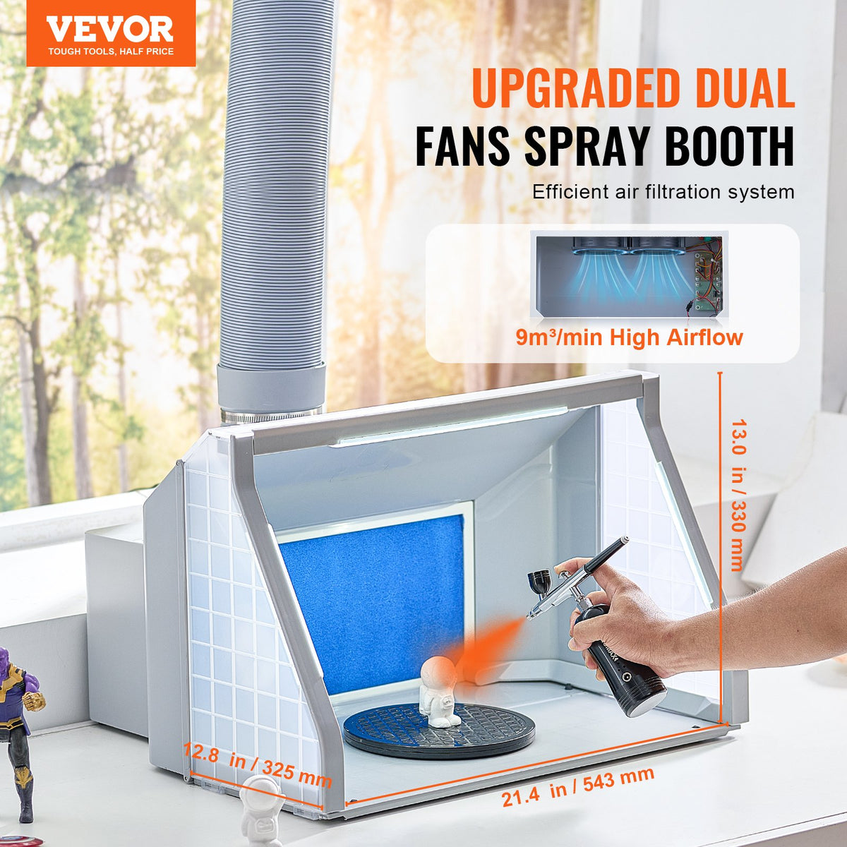 VEVOR Portable Spray Booth with Dual Fans for Hobby Models