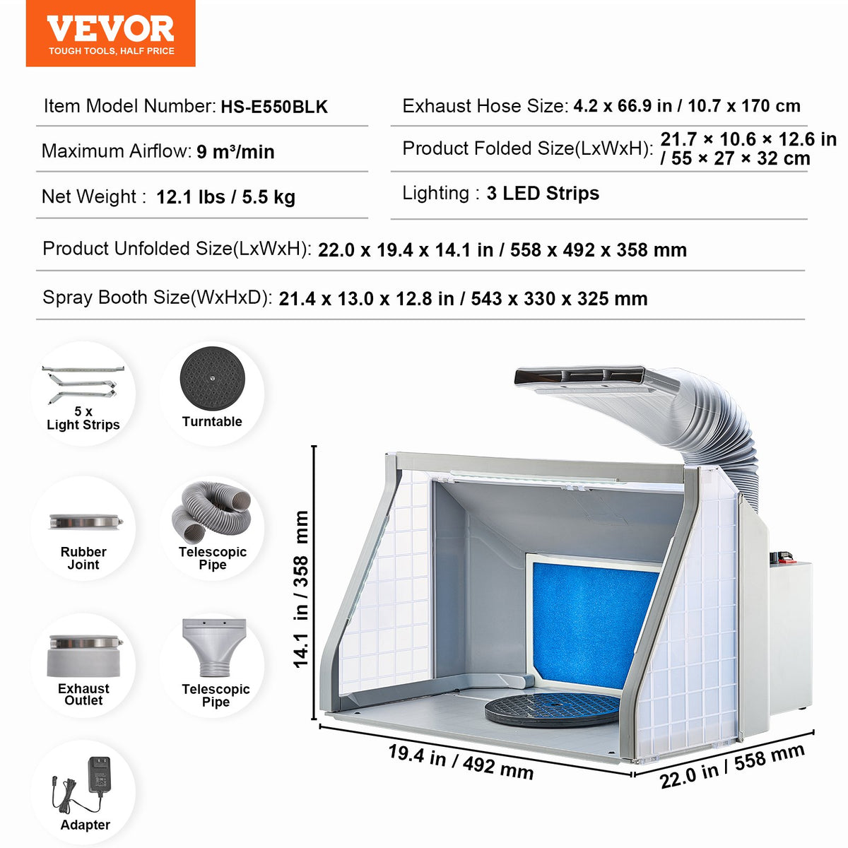 VEVOR Portable Spray Booth with Dual Fans for Hobby Models