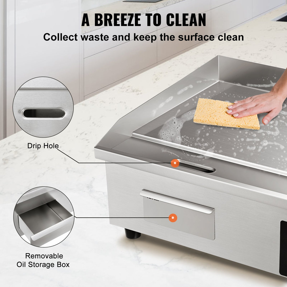 VEVOR Electric Griddle Plate 3000 W, 53 cm Flat Surface, Countertop