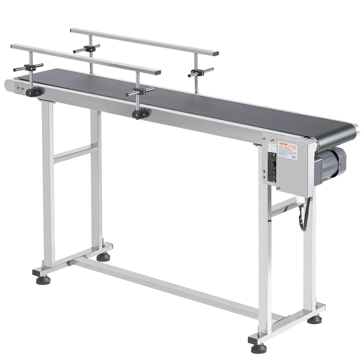 VEVOR Belt Conveyor with Variable Speed, 1500 × 400 mm Conveyor Table, Motorised Stainless Steel PVC Belt Conveyor for Marking and Ink Printing Equipment with Antistatic Belt and Dual Guard Rails