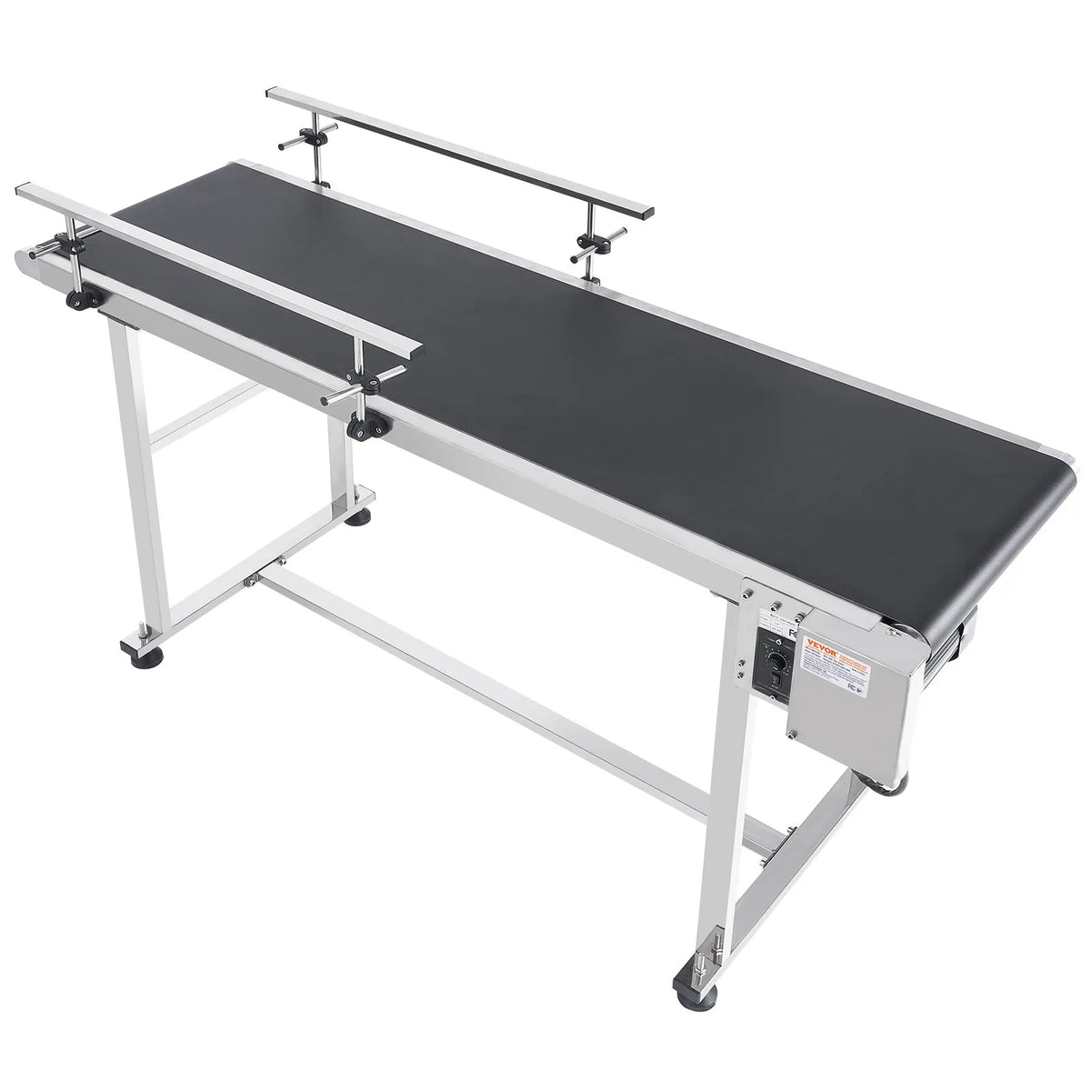 VEVOR Belt Conveyor with Variable Speed, 1500 × 400 mm Conveyor Table, Motorised Stainless Steel PVC Belt Conveyor for Marking and Ink Printing Equipment with Antistatic Belt and Dual Guard Rails