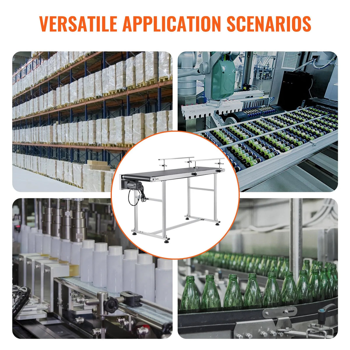 VEVOR Belt Conveyor with Variable Speed, 1500 × 400 mm Conveyor Table, Motorised Stainless Steel PVC Belt Conveyor for Marking and Ink Printing Equipment with Antistatic Belt and Dual Guard Rails